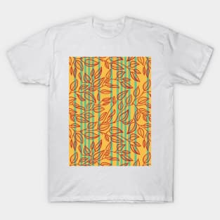 Minimalist Leaf Line Art Illustration as a Seamless Surface Pattern Design T-Shirt